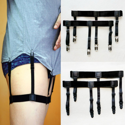 2 Pcs Men Shirt Stays Belt with Non-slip Locking Clips Keep Shirt Tucked Leg Thigh Suspender Garters Strap ► Photo 1/6
