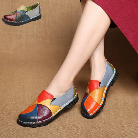 Women Shoes Women Flat Shoes Fashion Women Loafers Summer Genuine Leather Shoes New Moccasins Loafers Breathable Designer Shoes ► Photo 1/5