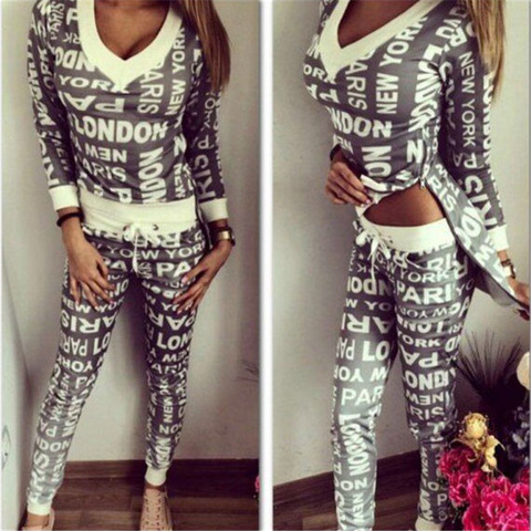 Hot Sale Letter Print O-neck Tracksuit Long Pant Women Running Set Breathable Hoodies Outdoor Sport Wear for Women Gym Suit ► Photo 1/6