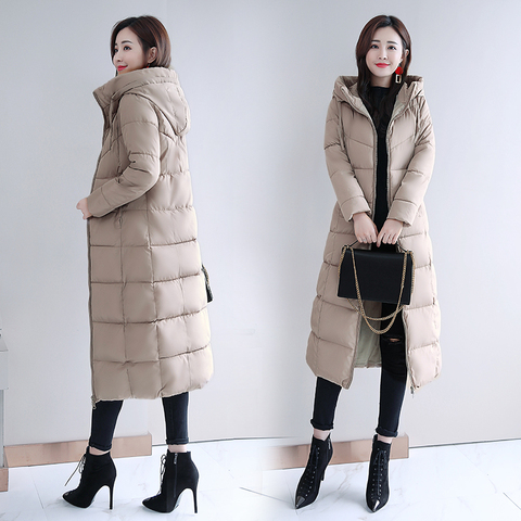 Sent within 12h Large M-6xl Woman Jacket Winter Down Parkas Coats Lengthen Warm Quilted Cotton Jacket for Women Hooded Outwear ► Photo 1/6