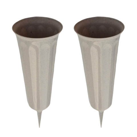 Set Of 2 Cemetery Vase Memorial Funeral Supplies Flower Pot Ground Stake Plastic ► Photo 1/6