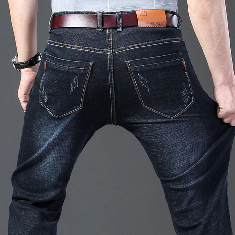 Classic Men's Jeans 2022 New Business Fashion Stretch Denim Trousers Male Black Blue Brand Pants ► Photo 1/6