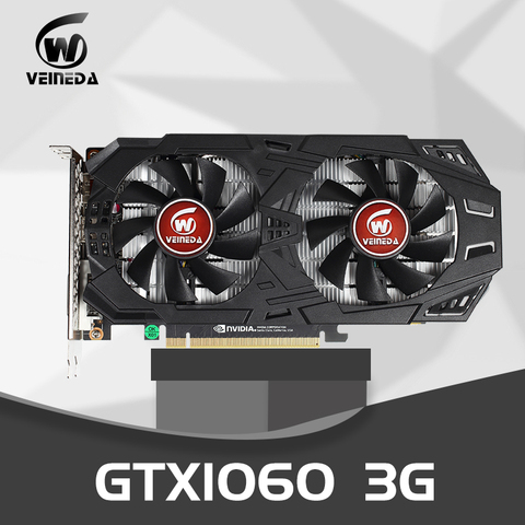 VEINEDA Graphics Cards GTX1060 Top 3G Video Graphics Card Nvidia Boost 1506MHz 192Bit GDDR5 PCI-E 3.0 GTX 1060 Gaming Card ► Photo 1/6