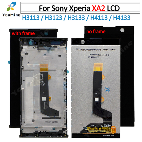 For Sony Xperia XA 2 LCD DIsplay With Touch Screen Digitizer Assembly+ frame For sony xa2 LCD H3113 H3123 H3133 H4113 H4133 LCD ► Photo 1/6