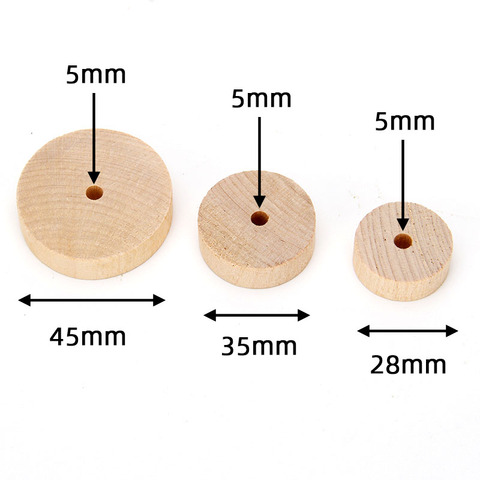 10 Pcs 10mm thickness round wood wheel wooden flat tire with hole 5mm DIY handcraft ► Photo 1/4