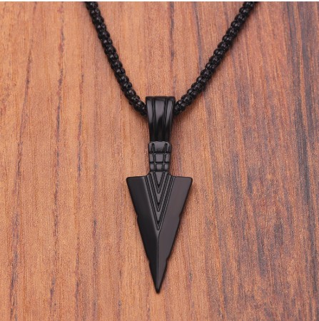 Men's Design Matte Black Long Necklace with Arrow Pendant Jewelry Chain Hip Hop Punk Rock Christmas Halloween Gift For Men Women ► Photo 1/6