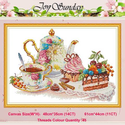 Afternoon tea dessert coffee patterns counted 11CT 14CT Cross Stitch Sets DIY Cross-stitch Kits Embroidery Needlework Home Decor ► Photo 1/6