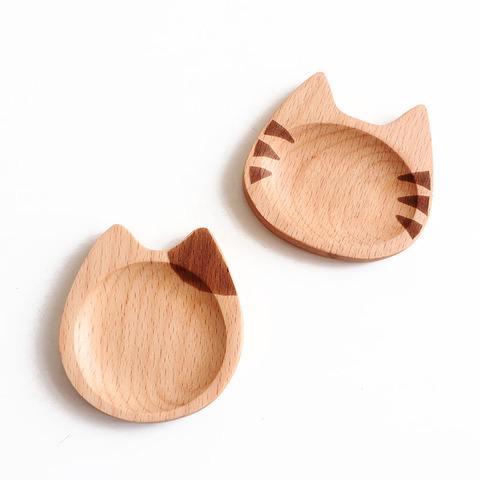 Cat Shape Wooden Tray Sauce Plate Japanese Food Snack Dessert Tea Dish Plate Dipping Sauce Seasoning Bowl for Home Kitchen Tools ► Photo 1/6