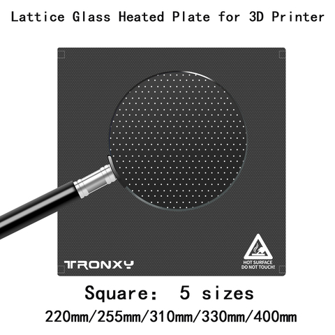 5 Sizes Lattice Glass Heating Plate with 220mm 255mm 310mm 330mm 400mm Suitable for Heated Bed of 3D Printer Parts & Accessories ► Photo 1/6