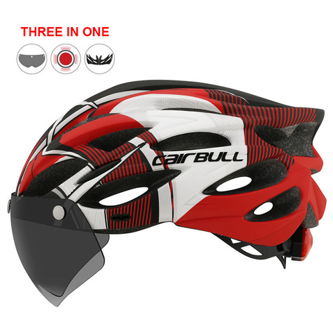 Outdoor Road Mountain Bike Helmet with Rear Light In-mold Riding Cycling Helmet with Visor & TT Lens Sports Mtb Bicycle Helmet ► Photo 1/6