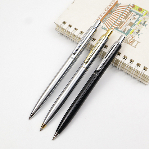 1PCS high Quality Metal Ballpoint Pen Silver Gold and Black Ball Pen 0.7mm Black Ink Student Supplies Business Writing Gift Pen ► Photo 1/6