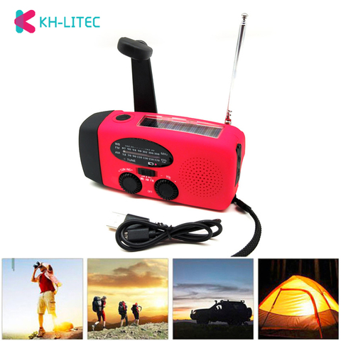 3 in1 Emergency Charger Hand Crank Generator Wind/solar light/Dynamo Powered FM/AM Radio Phones Chargers LED Flashlight ► Photo 1/6