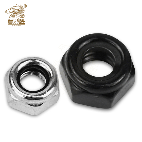 2/5/25pcs M2 M2.5 M3 M4 M5 M6 M8 M10 M12 M16 304 Stainless Steel Black Hex Nylon Insert Lock Nut Self-locking Nylock Nut Locknut ► Photo 1/5