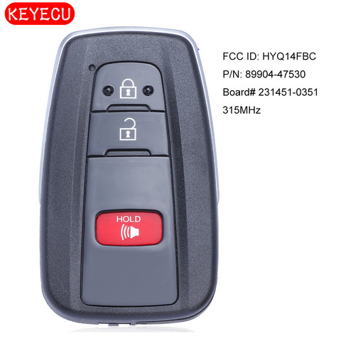 KEYECU FCCID: HYQ14FBC P/N: 89904-47530 Smart Keyless Remote Key Fob 315MHz for Toyota Prius 2016 2017 2022 231451-0351 ► Photo 1/2