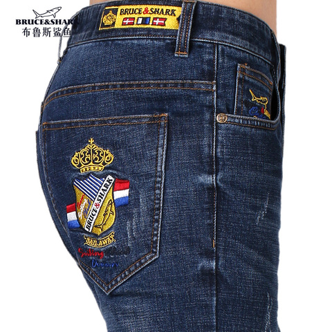 Bruce& Shark Straight Leg Men Jeans Casual Fashion Design Youth Trend Stretch Loose Jeans Men Soften Thicken jeans мужские джинс ► Photo 1/6