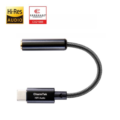 CharmTek Hi-res Usb C to 3.5mm Audio Adapter Build in Digital Analog Chipset For oneplus 8 Pro mate 40 pro Nova 7 Surface Pro 7 ► Photo 1/6