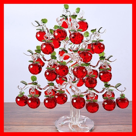 Beautiful Glass Crystal Apple Tree with 36 pcs Apples Fengshui Crafts Chirstmas Tree Hanging Ornament Housewarming Gifts ► Photo 1/6