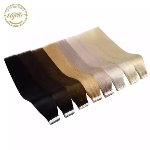 [Sale] Ugeat Tape in Human Hair Extensions Real Brazilian Hair 10P/20P/40P Machine Remy Silky Straight Seamless Skin Weft 2.5g/p ► Photo 1/6