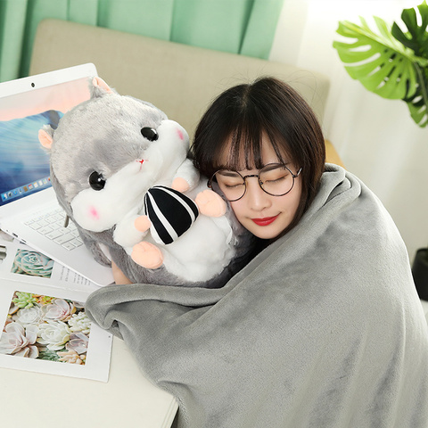 40cm Plush Hamster with Plush Blanket Stuffed Animals Mouse Toy Hand Warmer Pillow Hamster for Girlfriend Birthday Gift for Kids ► Photo 1/6