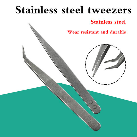 1PCS Stainless Steel Sharp Tweezers Maintenance Tools Industrial Precision Curved Straight Tweezers Phone Computer Repair Tools ► Photo 1/6