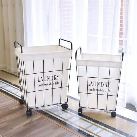 Laundry basket wrought iron Large hamper Dirty clothes storage basket Portable home toys clothing storage organizers mx9201411 ► Photo 1/6