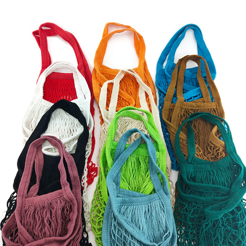New Mesh Shopping Bag Reusable String Fruit Storage Handbag Totes Women Shopping Mesh Net Woven Bag Shop Grocery Tote Bag ► Photo 1/5