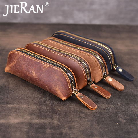 Leather Keys Holder Key Case Zipper Pouch Keychain Wallet 