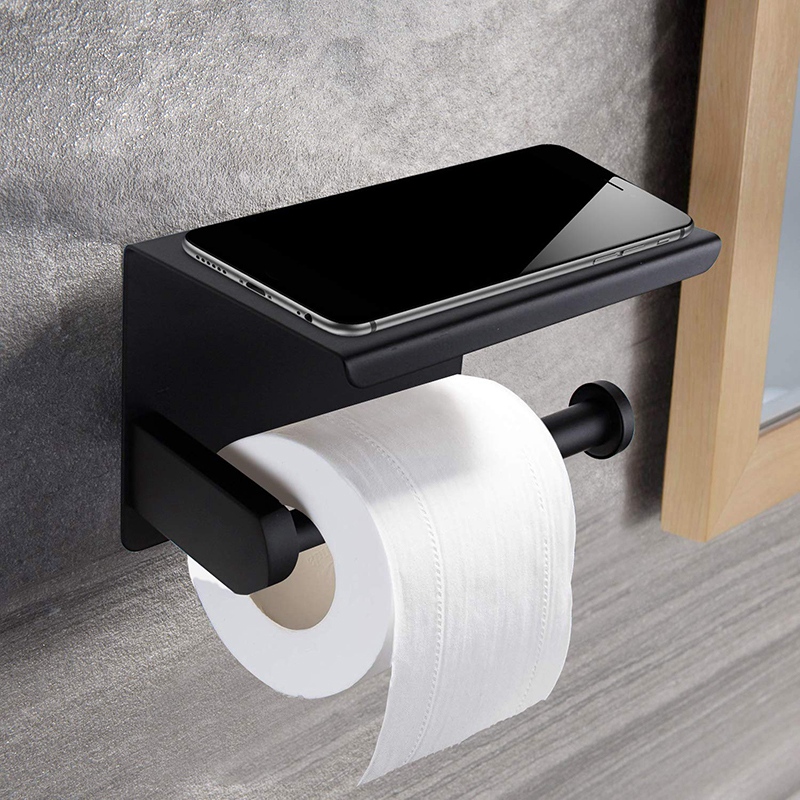 Black Gold Toilet Paper Holder Bathroom Wall Mount Multifunction WC Paper  Phone Holder Shelf Towel Roll Shelf Accessories - AliExpress