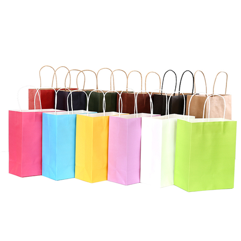 50pcs Gift Paper Bags with Handles Kraft Gift Packing Bags Festival Party Wedding bag for packages  (Custom Logo pls contact us) ► Photo 1/6