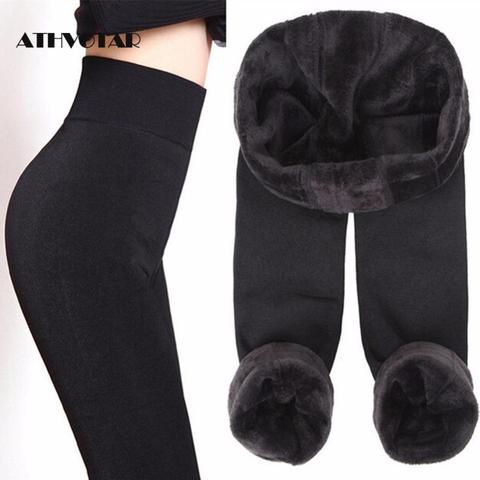 CHRLEISURE Warm Women's Plus Velvet Winter Leggings Ankle-Length