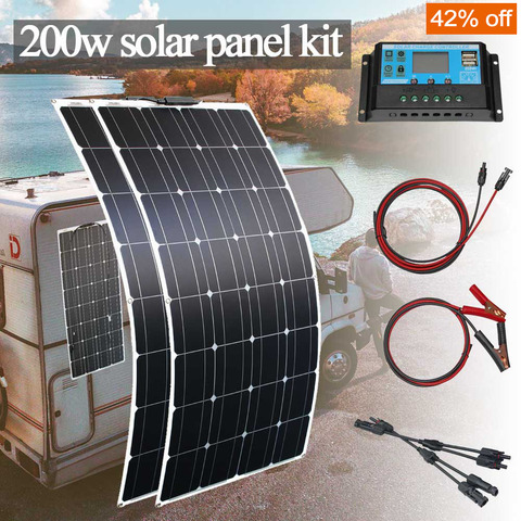 cheap panel solar 12v mono flexible solar panel 1000w kit 100w 200w for home car rv boat with controller ► Photo 1/6