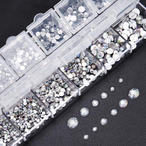 New Multi-Size Nail Rhinestones 3D Crystal AB Clear DIY Nail Art