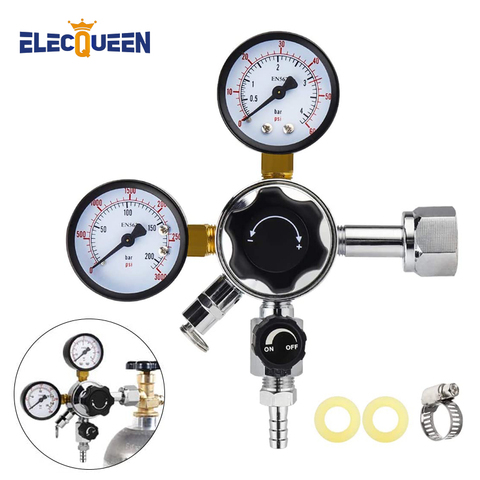 W21.8 Co2 Regulator,Homebrew Keg Kegerator Regulator 3000PSI Pressure Dual Guage Co2 Regulator with Safety Pressure Relief Valve ► Photo 1/5