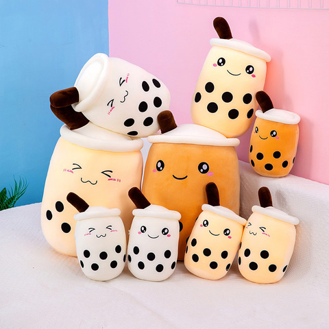 Lifelike Bubble Tea Plush Toys Soft Food Milk Coffee Stuffed Doll Smiley Face Boba Fruit Tea Cup Pillow Cushion Birthday Gift ► Photo 1/4