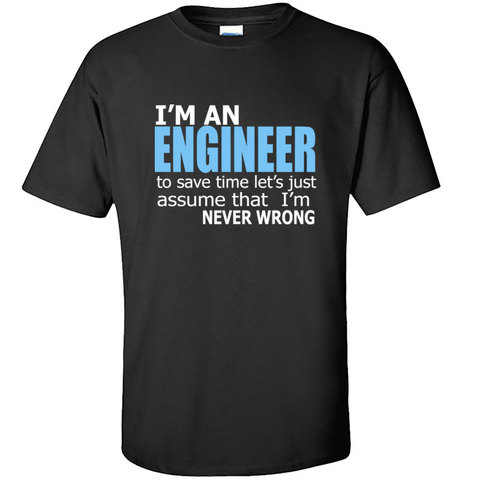 Engineer Saying Men's Prevalent Tops Shirt Word Letter Headline Crew Neck Cotton Top T-shirt Standard Short Sleeve T-Shirt Black ► Photo 1/6