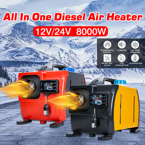 12V 24V ignition copper heater 8kw All in one Car Heater Air Diesel Parking Heater For RVs Motorhome trucks LCD Remote Control ► Photo 1/6