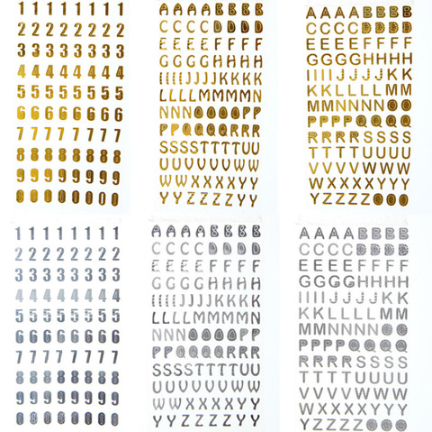 1pc Cute Kawaii Gold Silver Color Letter Alphabet Paper Sticker for Kids Stationery Diy Figure Number Scrapbook Stickers ► Photo 1/1