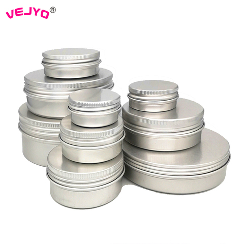 50pcs Cosmetics Container Aluminum Candle Jar Empty Tin Metal Silver with Lids Lip Balm Pot Screw Cream Box 15g 30g 50g 80g 100g ► Photo 1/6