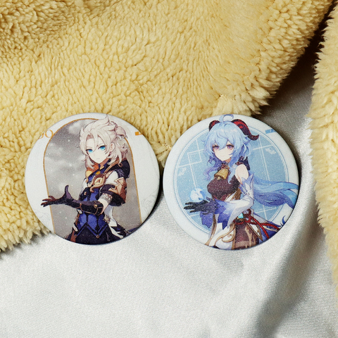 Anime Genshin Impact Hu Tao Ganyu Albedo Badge Cosplay Zhongli Tartaglia Keqing Brooch Pin Cartoon Model Fans Gift ► Photo 1/6