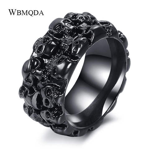 Wbmqda Hot Vintage Skull Gothic Men Ring 316L Stainless Steel Heavy Metal Skull Ring Mens Santa Muerte Biker Jewelry ► Photo 1/6