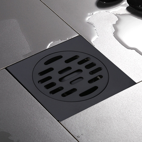 LASO 10cm Floor black Drains Stainless Steel Square Shower Floor Drain Tile Insert gold Drain Channel for Bathroom Kitchen Waste ► Photo 1/5