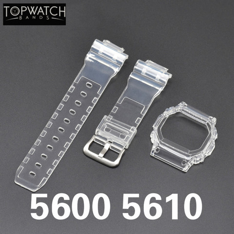 Transparent Rubber Watchband Case for DW5600 GW-M5610 G-5600 G-5000 Replacement Band Bracelet Strap Waterproof Bezel New ► Photo 1/6