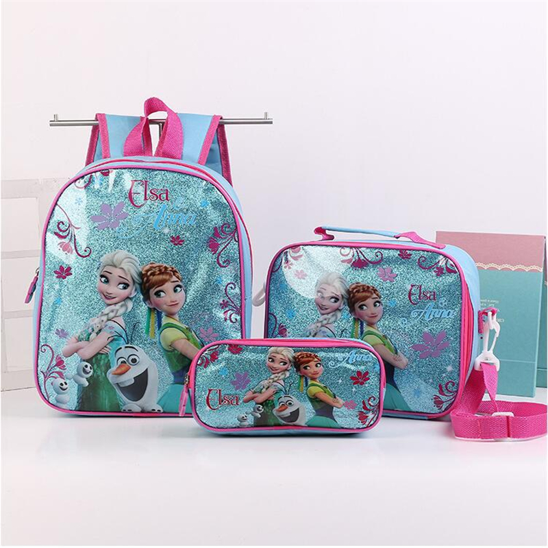 Disney Frozen Cartoon children Elsa Anna Student thermos Bag Box Shoulder  Messenger Picnic bag Pack Lunch