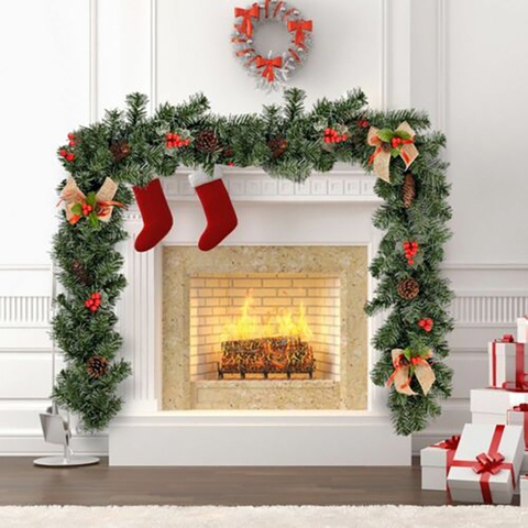 Christmas Decorations Ornaments Xmas Tree Garland Rattan Home Wall Pine Hanging Green Artificial Wreath Fireplace New Year Decor ► Photo 1/6