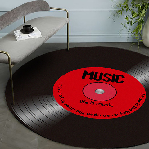 Stylish Multicolor Retro MUSIC CD Printed Soft Fabric Floor Floor Carpet Rug Dining Area Living Room ► Photo 1/5