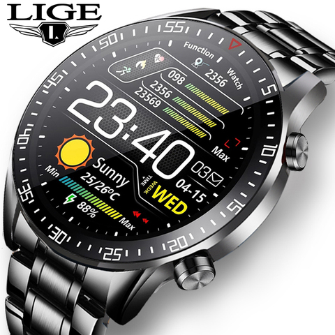LIGE 2022 New Steel Band Digital Watch Men Sport Watches Electronic LED Male Wrist Watch For Men Clock Waterproof Bluetooth Hour ► Photo 1/6