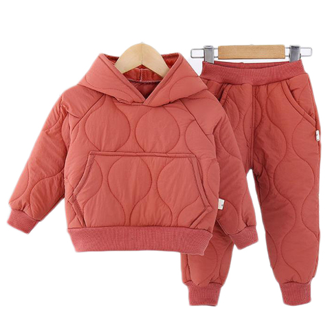 2022 Autumn Winter Girls' Suit plus velvet two-piece Set Boy trendy kids Cotton Hooded Coats and Pants Children's Clothing1-6Y ► Photo 1/6