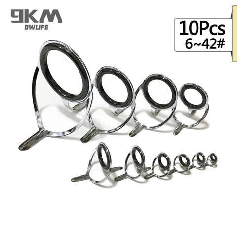 10Pcs Fishing Rod Guides Rod Repair Kit Line Rings Eye Sets Mixed Size Stainless Steel Freshwater Saltwater Fishing 6~42# 4~38mm ► Photo 1/6