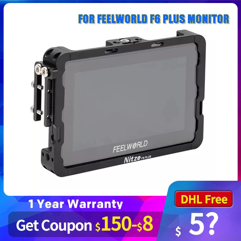 NITZE 5.5 MONITOR CAGE FOR FEELWORLD F6 PLUS MONITOR WITH HDMI-Compatible CABLE CLAMP - TP-F6PLUS ► Photo 1/6