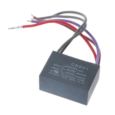 CBB61 Ceiling Fan Capacitor 4.5uf+6uf+6uf 5 Wire 250V 5 Speed Starting Capacitor ► Photo 1/6